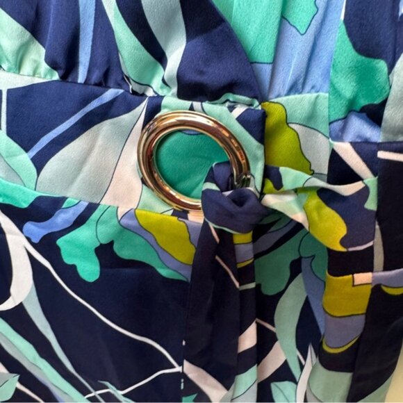 Marciano Wrap Dress Print Chain Rivets Rings Tie Belt Sexy Draped Lightweight M - Picture 7 of 16